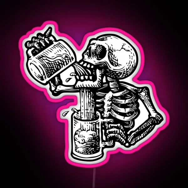 Drunk Skull RGB Neon Sign