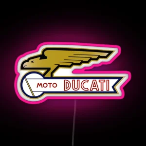 Ducati Moto Vintage Logo Type1 RGB Neon Sign