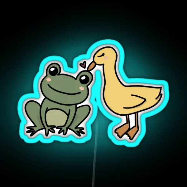 Duck And Frog In Love RGB Neon Sign