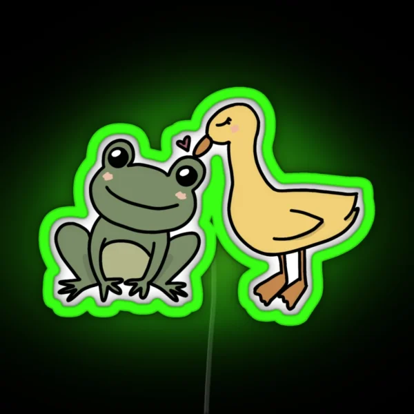Duck And Frog In Love RGB Neon Sign