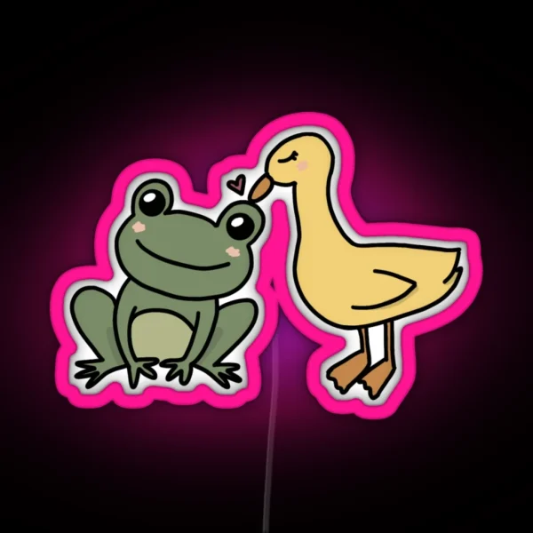 Duck And Frog In Love RGB Neon Sign