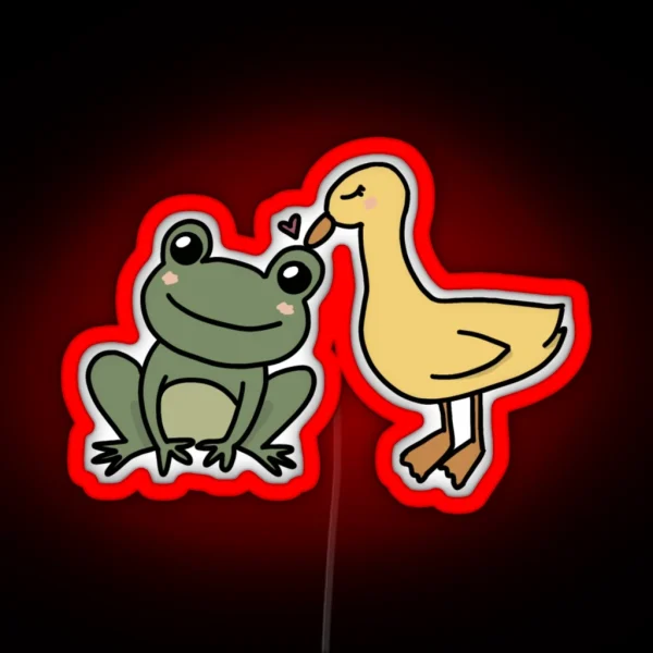 Duck And Frog In Love RGB Neon Sign