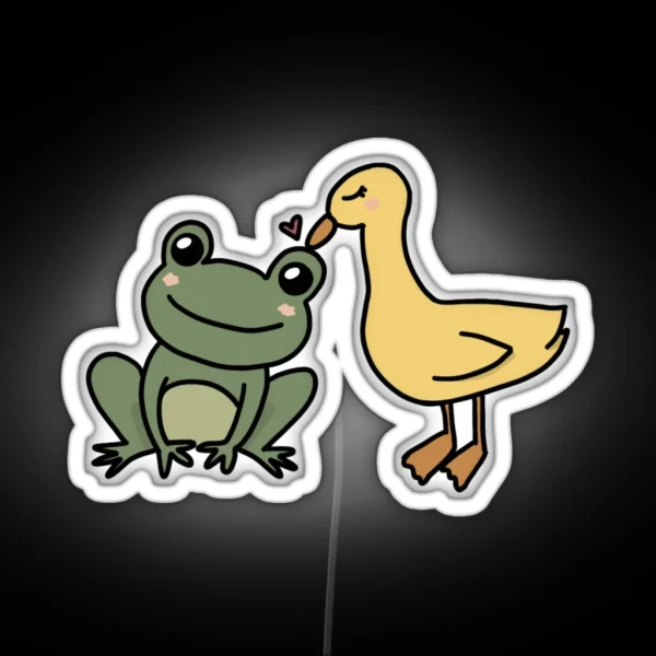 Duck And Frog In Love RGB Neon Sign