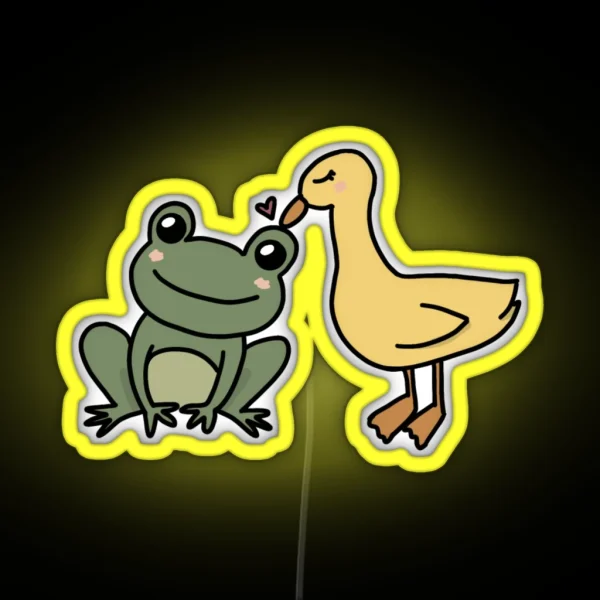 Duck And Frog In Love RGB Neon Sign