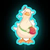 Vibrant neon duck with strawberry bag decorative home bar accent