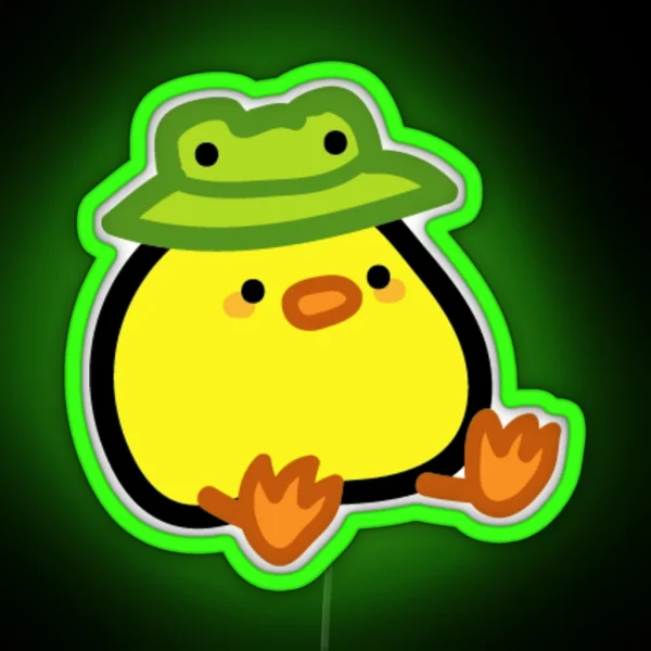 Ducky In Frog Hat RGB Neon Sign