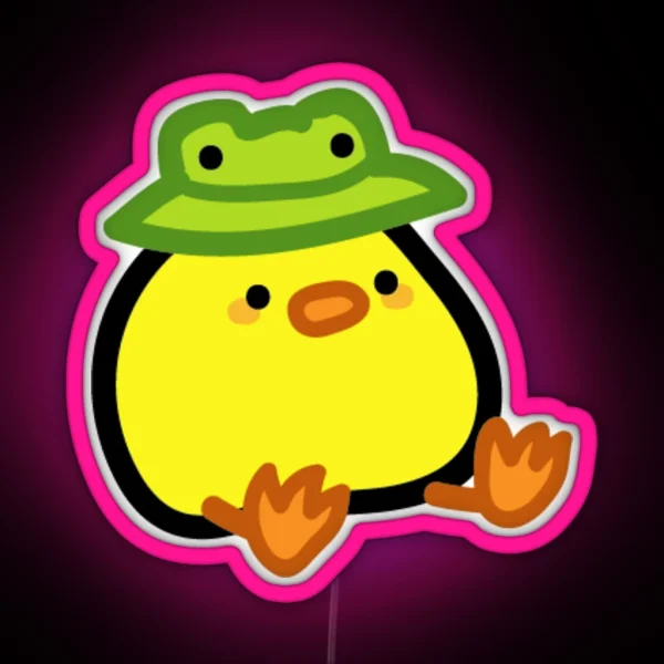 Ducky In Frog Hat RGB Neon Sign