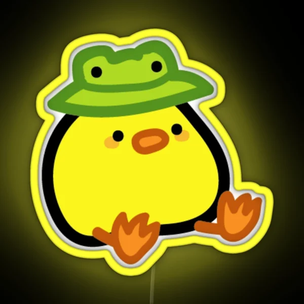 Ducky In Frog Hat RGB Neon Sign