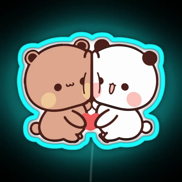 Dudu Bear And Bubu Panda S Love Story RGB Neon Sign