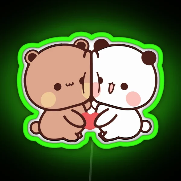 Dudu Bear And Bubu Panda S Love Story RGB Neon Sign