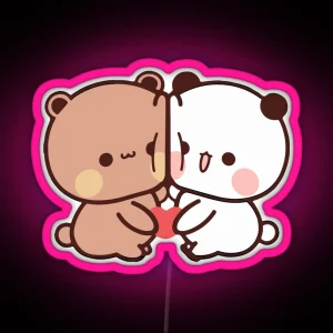 Dudu Bear And Bubu Panda S Love Story RGB Neon Sign