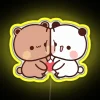 Romantic Animated Color Changing DuDu Bear and BuBu Panda Sign