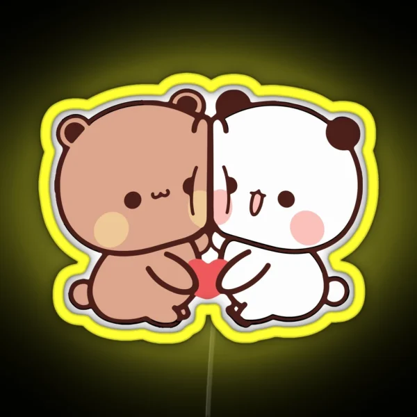 Dudu Bear And Bubu Panda S Love Story RGB Neon Sign