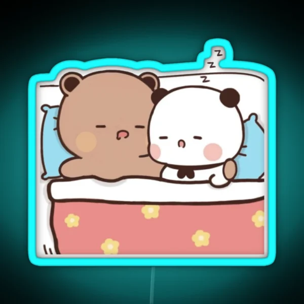 Dudu Cuddles Bubu And Sleeps Couple Panda RGB Neon Sign