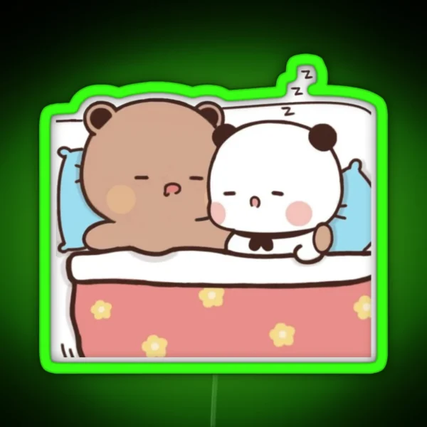 Dudu Cuddles Bubu And Sleeps Couple Panda RGB Neon Sign