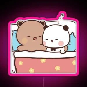 Dudu Cuddles Bubu And Sleeps Couple Panda RGB Neon Sign