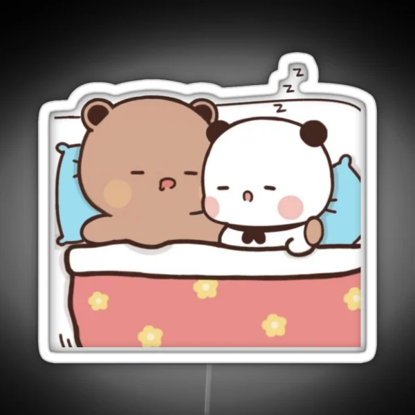 Dudu Cuddles Bubu And Sleeps Couple Panda RGB Neon Sign