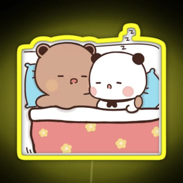 Dudu Cuddles Bubu And Sleeps Couple Panda RGB Neon Sign