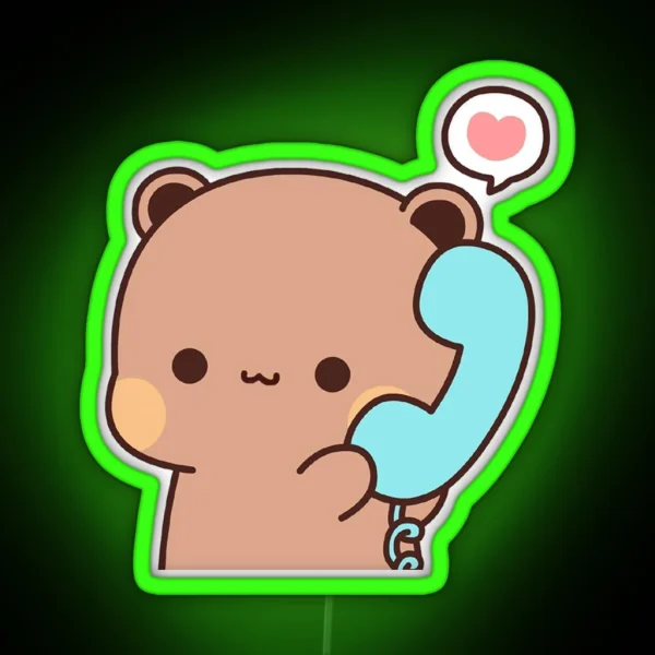 Dudu Is Making A Call To His Bubu Cute Panda Bear RGB Neon Sign