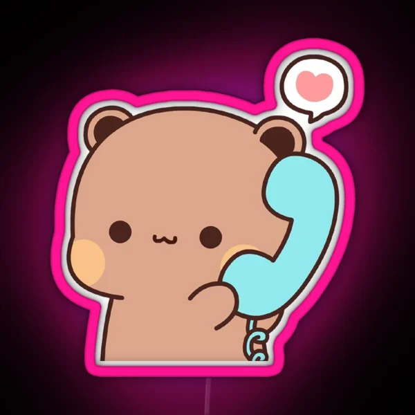 Dudu Is Making A Call To His Bubu Cute Panda Bear RGB Neon Sign