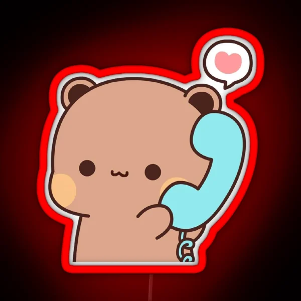 Dudu Is Making A Call To His Bubu Cute Panda Bear RGB Neon Sign