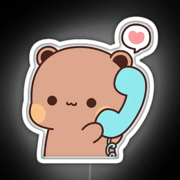Dudu Is Making A Call To His Bubu Cute Panda Bear RGB Neon Sign