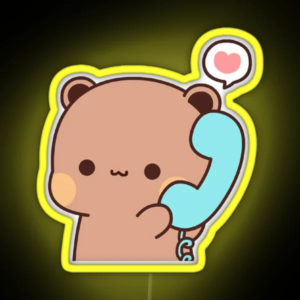 Dudu Is Making A Call To His Bubu Cute Panda Bear RGB Neon Sign