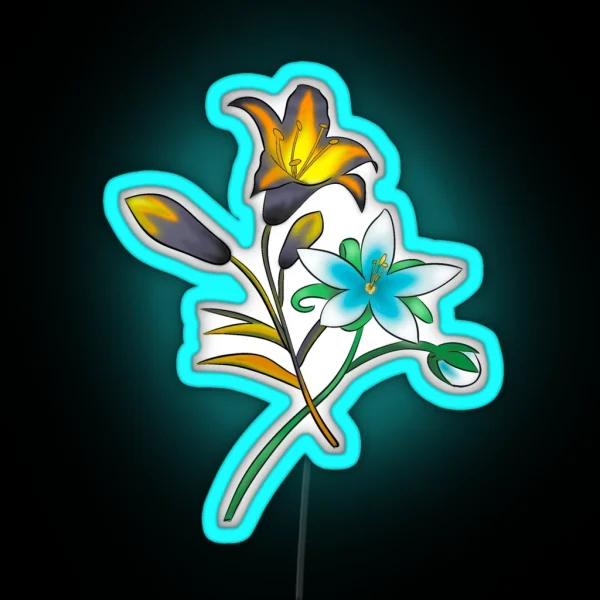 Duel Flowers RGB Neon Sign