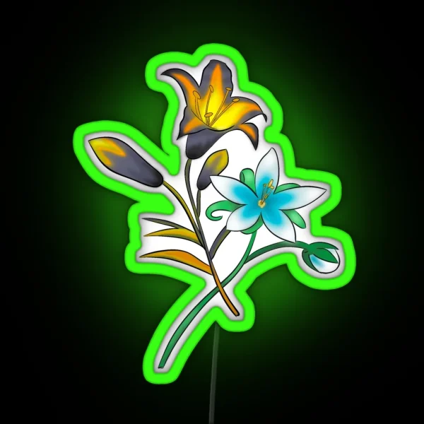 Duel Flowers RGB Neon Sign