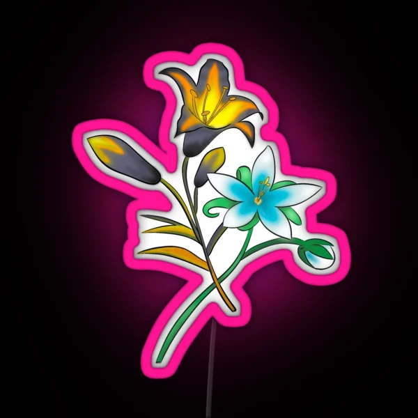 Duel Flowers RGB Neon Sign