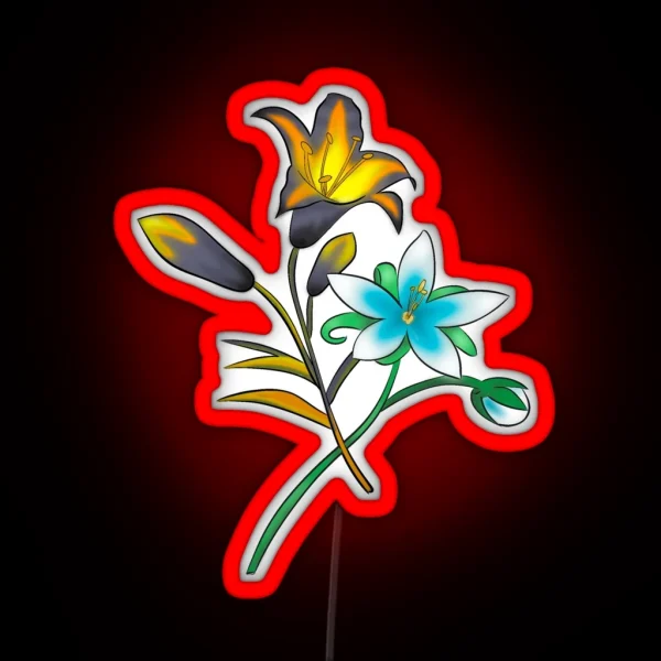 Duel Flowers RGB Neon Sign