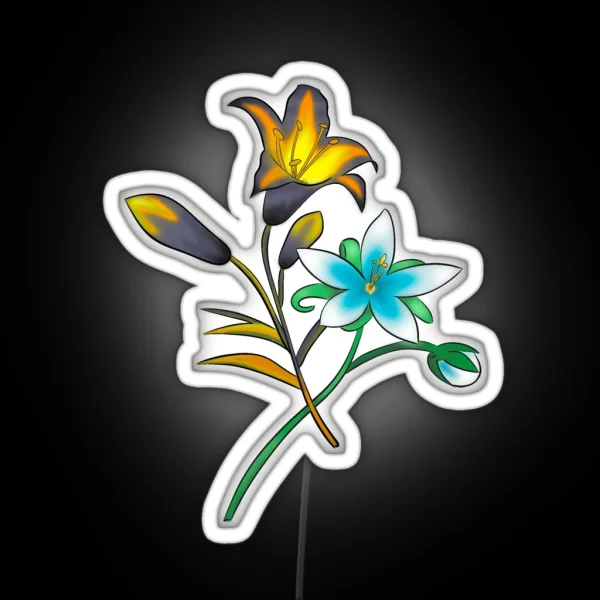 Duel Flowers RGB Neon Sign