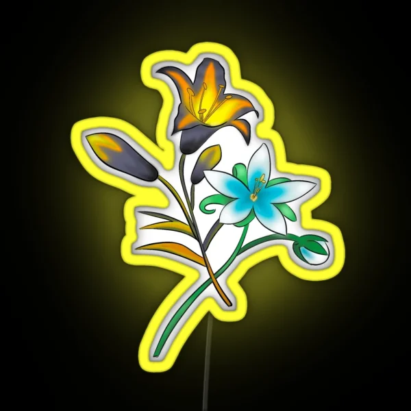Duel Flowers RGB Neon Sign