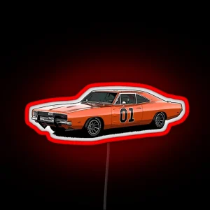 Dukes Of Hazard General Lee Car Print RGB Neon Sign