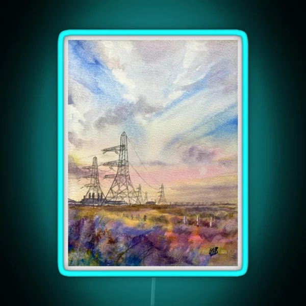 Dungeness Colours Watercolour Painting Of The RGB Neon Sign