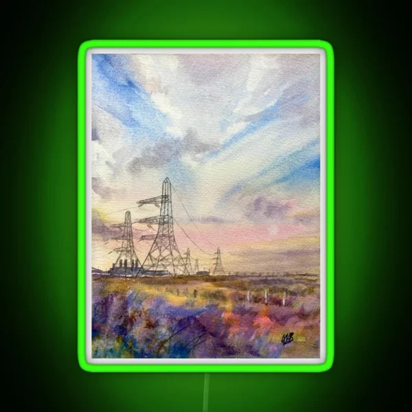Dungeness Colours Watercolour Painting Of The RGB Neon Sign