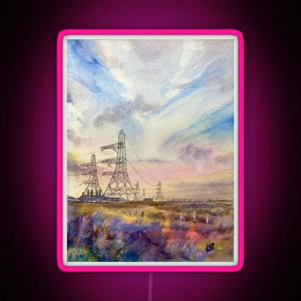 Dungeness Colours Watercolour Painting Of The RGB Neon Sign