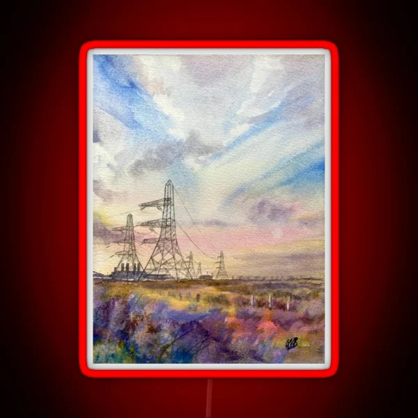 Dungeness Colours Watercolour Painting Of The RGB Neon Sign