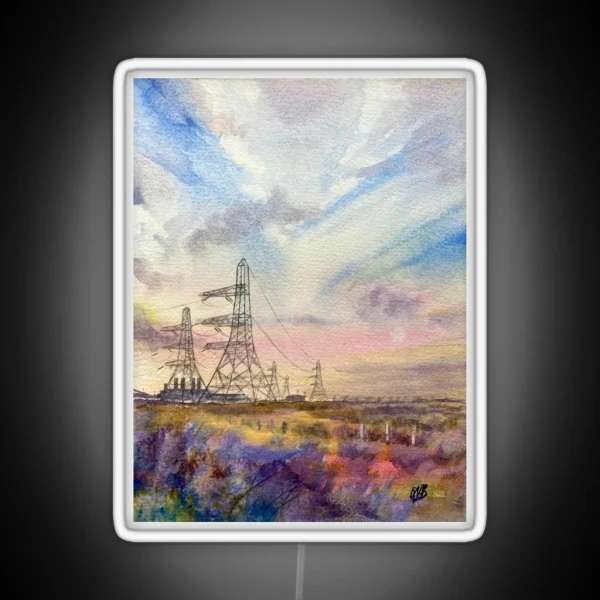 Dungeness Colours Watercolour Painting Of The RGB Neon Sign
