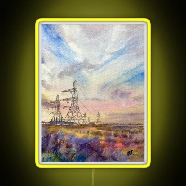 Dungeness Colours Watercolour Painting Of The RGB Neon Sign
