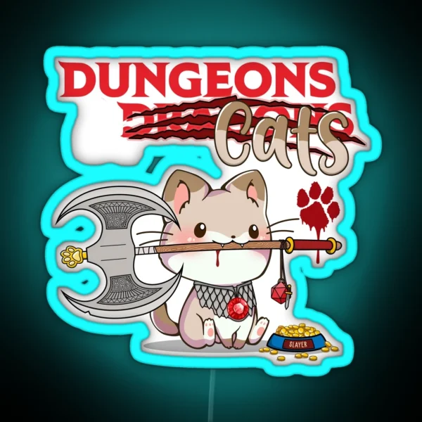 Dungeons And Cats Dnd Dungeons And Dragons RGB Neon Sign