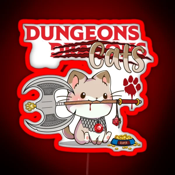 Dungeons And Cats Dnd Dungeons And Dragons RGB Neon Sign
