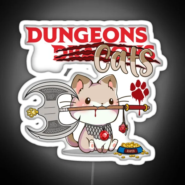 Dungeons And Cats Dnd Dungeons And Dragons RGB Neon Sign