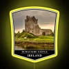 RGB Neon Sign Illuminates Iconic Dunguaire Castle in Galway Bay Ireland