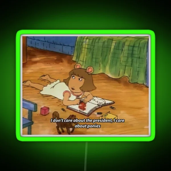 DW Arthur I Care About Ponies RGB Neon Sign