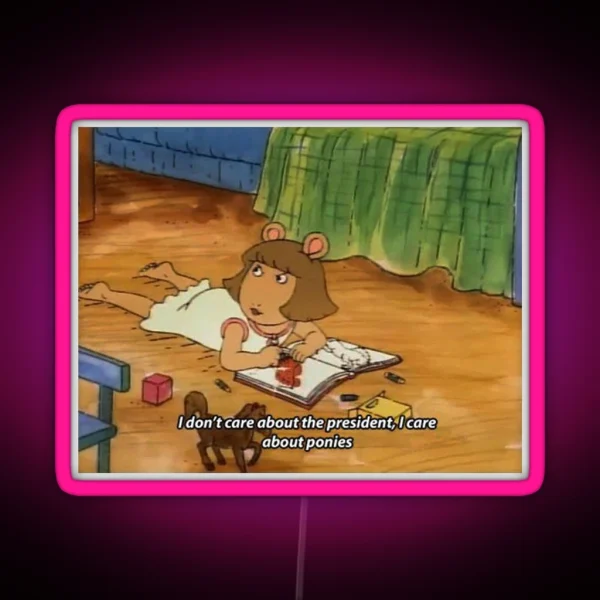 DW Arthur I Care About Ponies RGB Neon Sign
