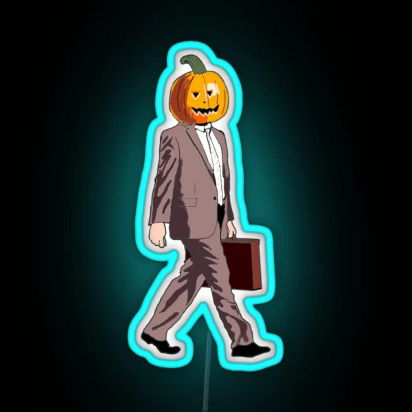 Dwight Pumpkin Head RGB Neon Sign