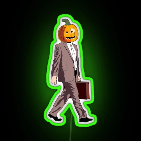 Dwight Pumpkin Head RGB Neon Sign