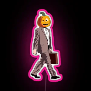 Dwight Pumpkin Head RGB Neon Sign