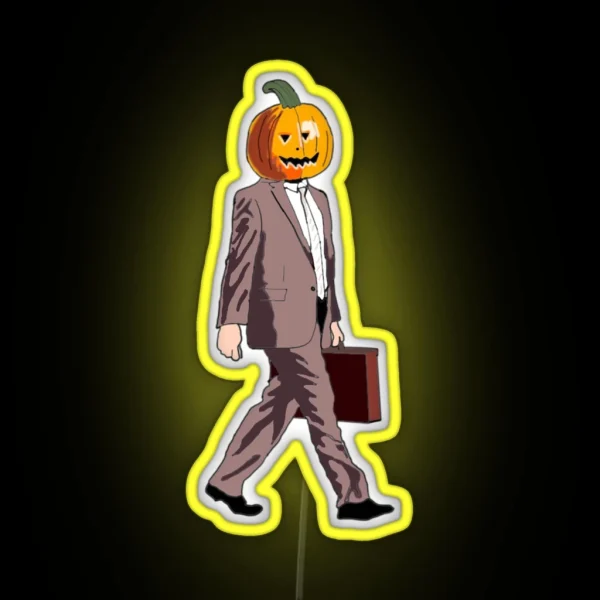 Dwight Pumpkin Head RGB Neon Sign